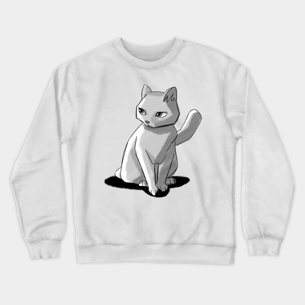 Graphite Cat Caricature Crewneck Sweatshirt by PaperRain
